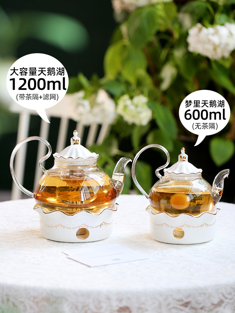 Heat-Resistant Glass Teapot with Candle Burner